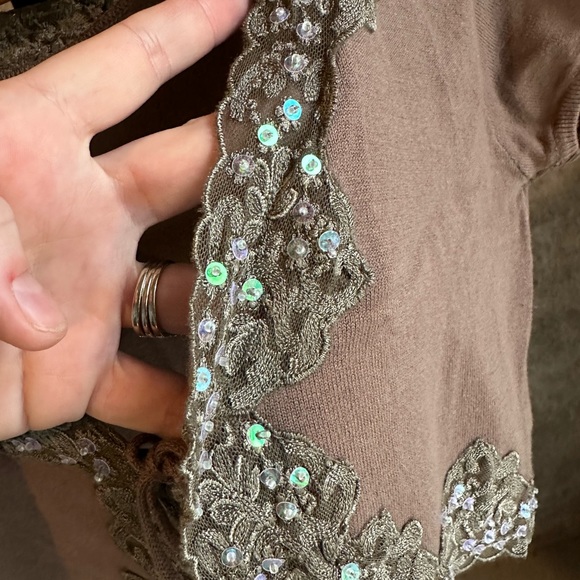 Y2K Studio Y Cropped 1/2 Cardi with Sequins Women’s L - Picture 6 of 12